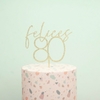 Cake Topper Felices 80 - COLOR PLATA