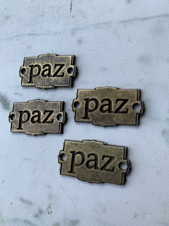 Chapa PAZ rectangular bronce viejo