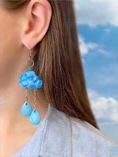 Aros nubes azules con glitter RAINNY