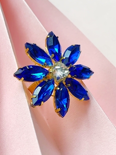 Anillo flor azul de strass CAMILLE