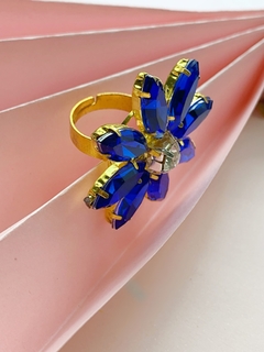 Anillo flor azul de strass CAMILLE en internet