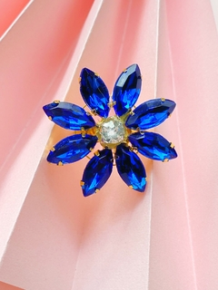 Anillo flor azul de strass CAMILLE - comprar online