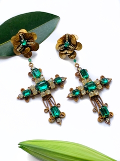 Aros de cruz verdes FARASHA - comprar online