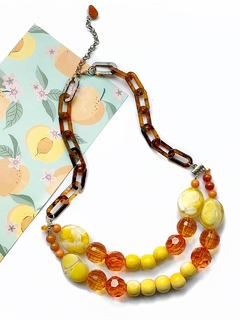 Collar cadena carey con piedras naranjas y amarillas GENESIS - comprar online