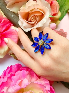 Anillo flor azul de strass CAMILLE - Gabriella Capucci