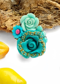 Anillo flor turquesa LILIAN - comprar online