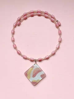 Collar rosa de vidrio y cristales NOVAK - comprar online