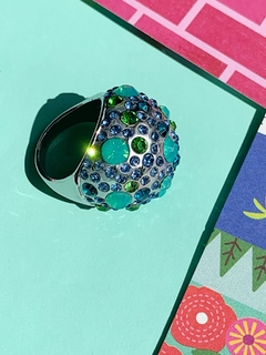 Anillo de strass azul y verde MIDNIGHT - Gabriella Capucci