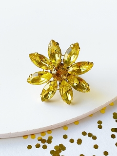 Anillo flor dorada de cristales GLORIA - comprar online