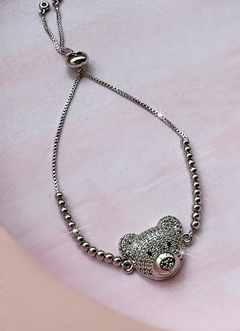 Pulsera plateada de zirconia TEDDY BEAR