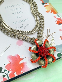 Collar cadenas plateadas dije flor FLOWER - comprar online