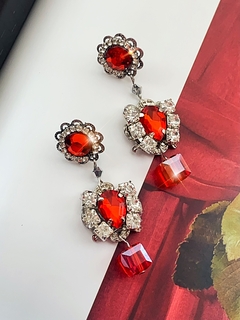 Aros piedras rojas y strass AGATHA