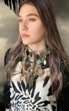 Collar multivueltas de plumas etnico DELILAH
