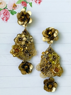 Aros bronce de flores FLORIPA - comprar online