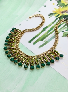 Collar dorado de strass verde EVA - Gabriella Capucci