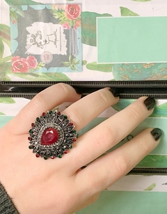 Anillo plateado con piedras y strass BIANCA