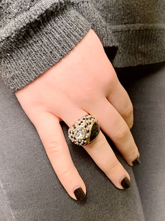 Anillo dorado y negro de strass MARCELLA - comprar online