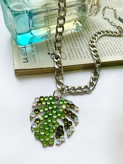 Collar cadena con hoja de strass verde PRESTON