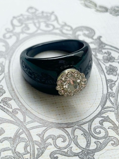 Anillo negro de strass POLINA