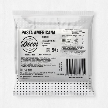 Pasta americana Blanca x 500 gr DECOR