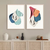 2 Cuadros abstractos decorativos de colores vivos. Cuadros de color azul, gris, celeste, naranja ladrillo y colorado. Son cuadros modernos para comedor 