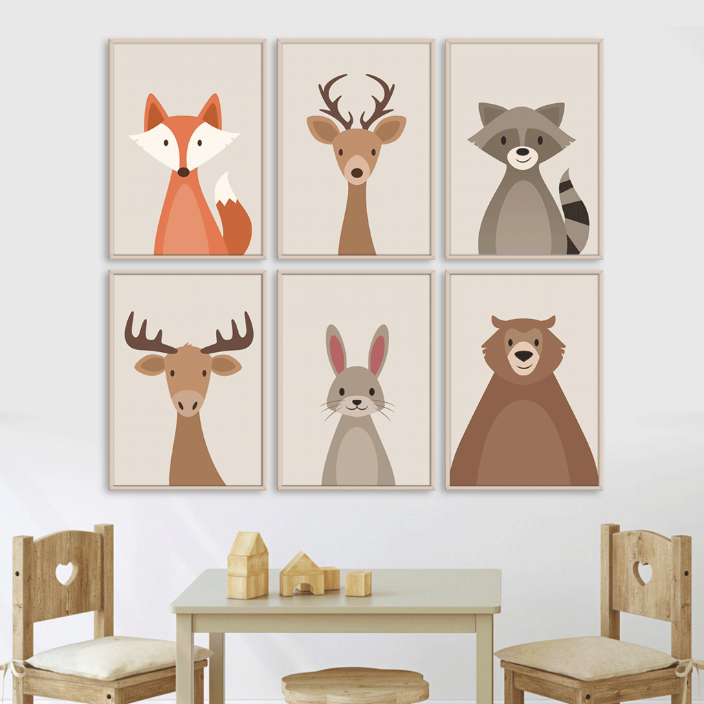 SET DE 6 CUADROS ANIMALES ACUARELA - Cuadros Cool Stuff