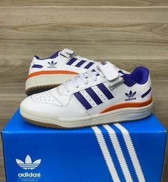 Tênis Masculino Forum Low Branco Azul Laranja