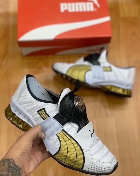 Tenis Masculino Puma Disc Branco Dourado
