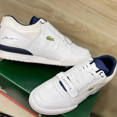 Tênis Lacoste T Clip Velcro Branco Azul na internet