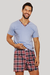 Pijama Decote V com Shorts Xadrez - PMC74