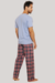Pijama Decote V com Calça Xadrez Bordô - PML74 - comprar online