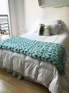 Pie de cama tejido XL aqua