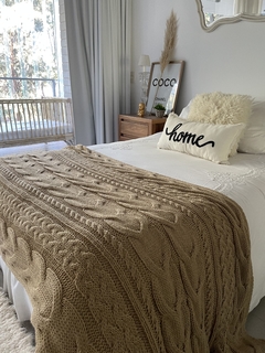 Pie de cama tejido beige (cama king)