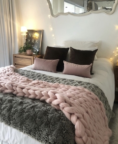 Pie de cama tejido XL rosa - comprar online