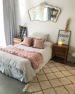 Pie de cama tejido XL rosa - comprar online