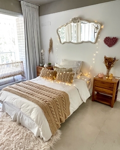 Pie de cama tejido beige (para dos plazas) - tienda online