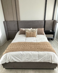 Pie de cama tejido beige (para dos plazas) - comprar online