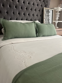 juego en gasa de algodón verde seco (cama queen y king) - comprar online