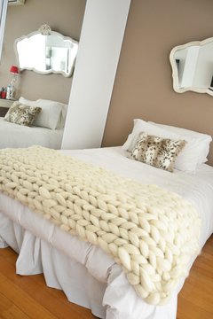 Pie de cama en tejido XL color natural (para dos plazas) - tienda online