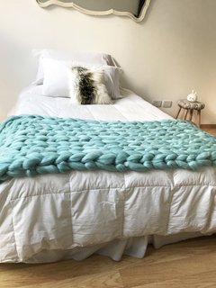 Pie de cama tejido XL aqua - comprar online