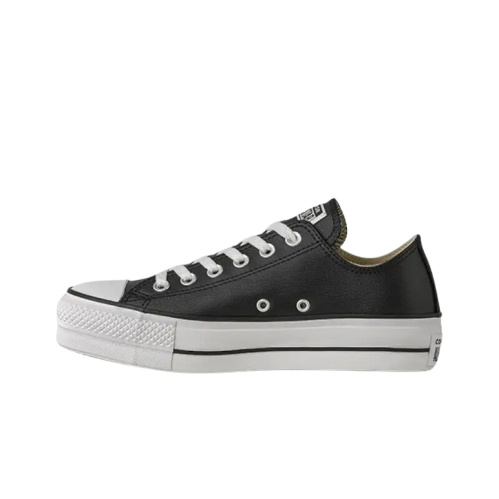 Converse All Star Plataforma Preto Couro