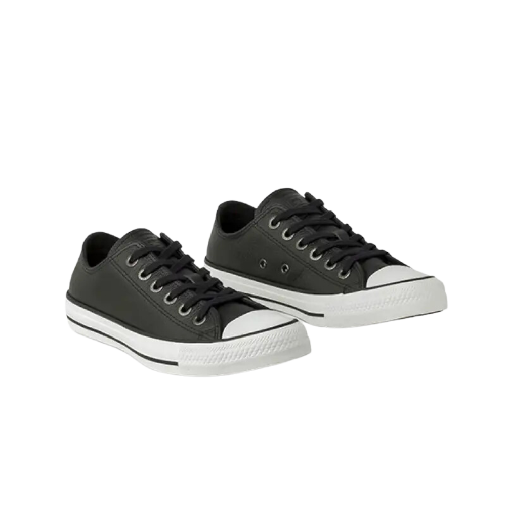 Tênis Converse Chuck Taylor All Star Couro Preto Plataforma Cano Baixo