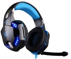 Auricular KOTION G2200 PC Gaming Headset USB 7.1 Surround Vibración con Luz Micrófono LED, Negro, azul - Auriculares