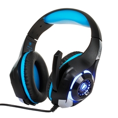 Auricular BEEXCELLENT GM-1 Wired Gaming 3.5mm Led Microfono Control para PS4/XBox/Switch Blue
