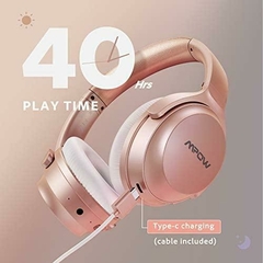 Auricular Mpow H12 IPO Bluetooth + Wired 3.5mm ANC Active Noise Cancelling 40Hrs Gold Rose - comprar online
