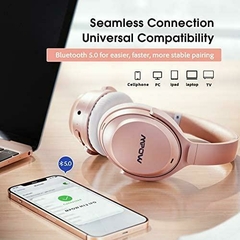 Auricular Mpow H12 IPO Bluetooth + Wired 3.5mm ANC Active Noise Cancelling 40Hrs Gold Rose - Auriculares