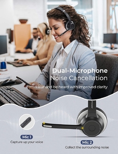 Auricular Mpow HC5 Bluetooth + cable 3.5mm para Home Office PC/Celular 22Hrs Negro - comprar online