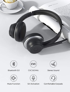 Auricular Mpow HC5 Bluetooth + cable 3.5mm para Home Office PC/Celular 22Hrs Negro en internet