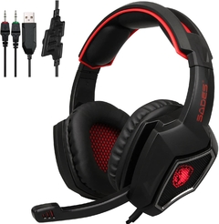 Auricular Gaming Sades Spirit Wolf Control Volumen para PC con conector 3.5mm+USB (Led)