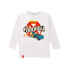 Remera Hot Wheels Fireball Manga Larga Niños